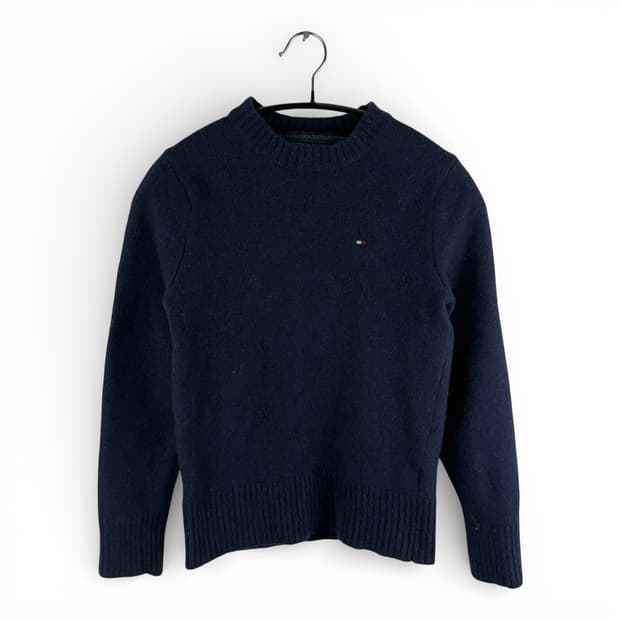 S) 타미힐피거 우먼스 울 라운드 니트 네이비