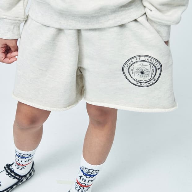 마르디메크르디 반바지 키즈 스웻 쇼츠 오트밀 그린 
