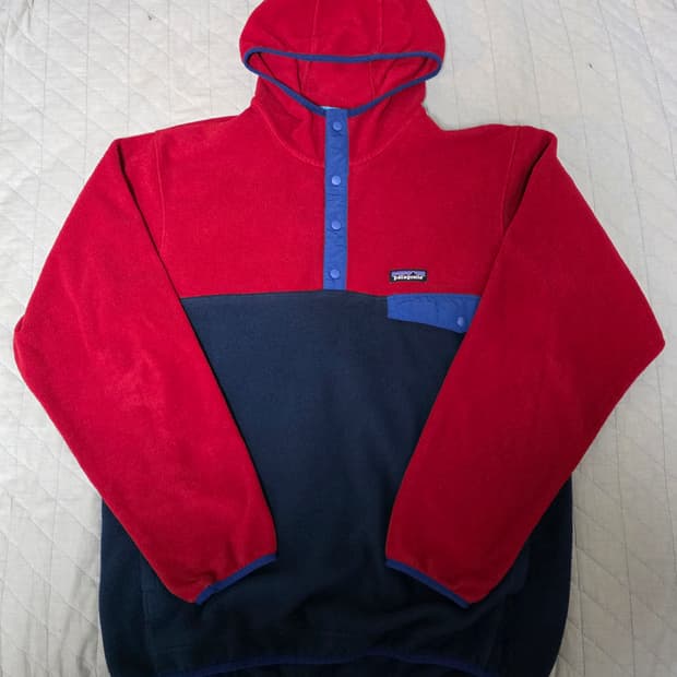 [L] 빈티지 파타고니아 신칠라 스냅 후드 풀오버 레드/네이비