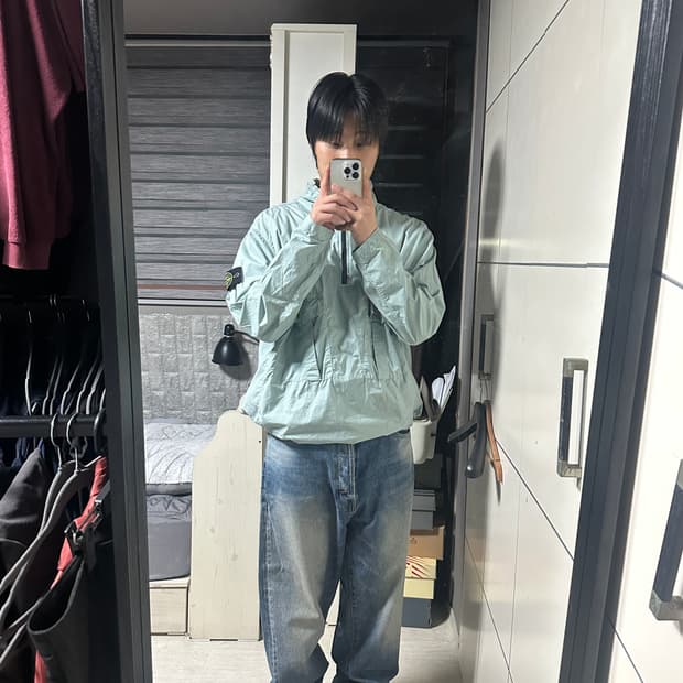(백화점판) 23ss 스톤아일랜드 아노락 자켓 민트 블루 XL