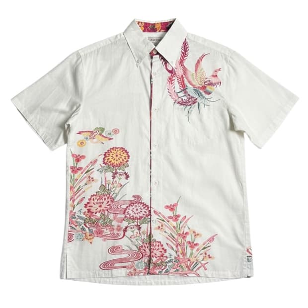 Oriental Flower Printing Half Shirt