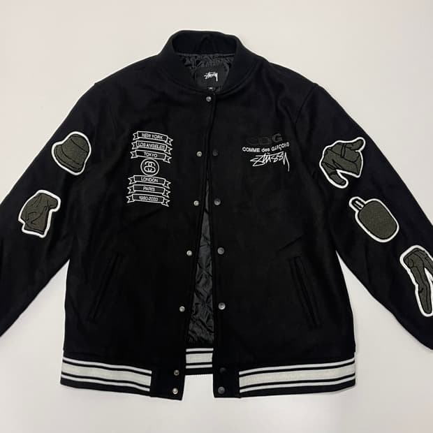 스투시 x CDG 꼼데 바시티 자켓 XL