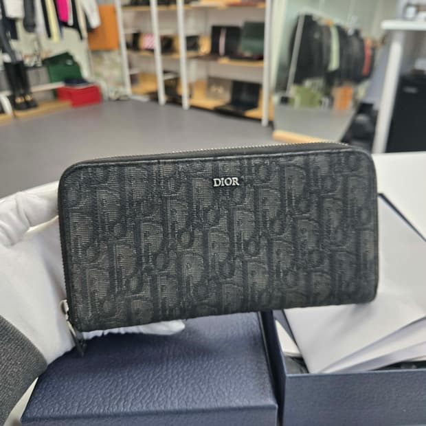 [A급컨디션]디올 오블리크 지퍼 장지갑
