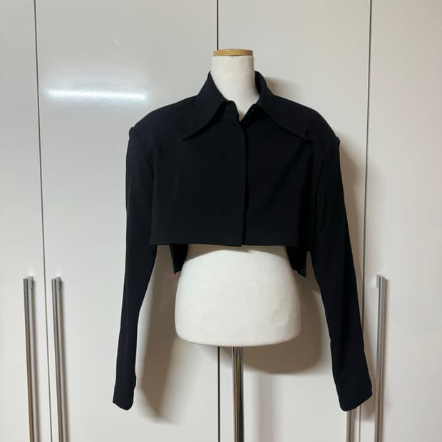 크롭 자켓 카라 블라우스 셔츠 오버핏 파워숄더