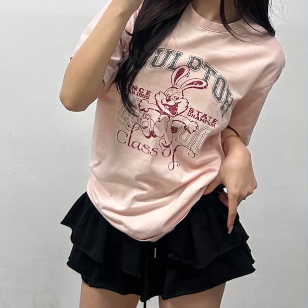 스컬프터 베이비핑크 반팔 티셔츠(M)