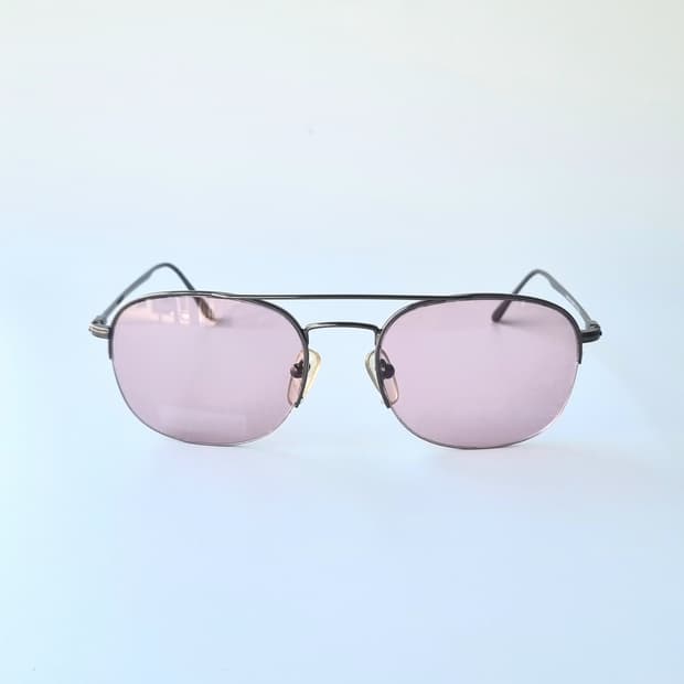 데드스탁 Y2K 스타일 슬림 메탈 프레임 핑크 틴트 선글라스