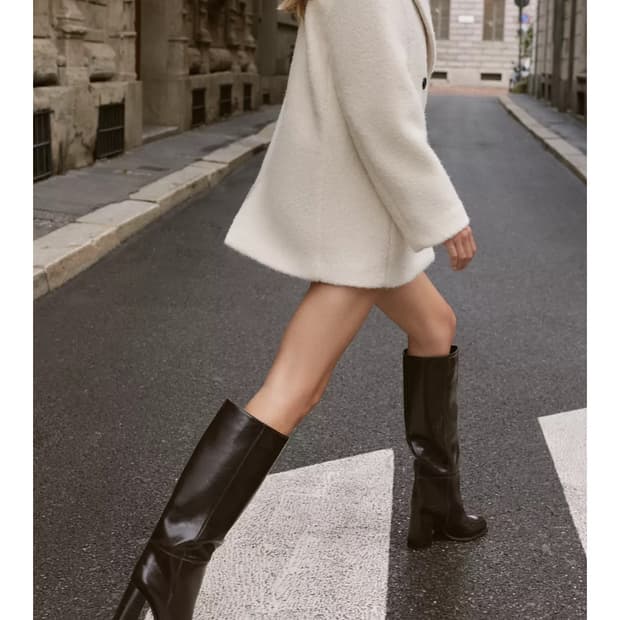 자라 부클 더블 브레스트 세미 롱 코트 S