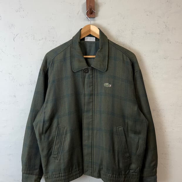 라코스테 90s 빈티지 체크 블루종 자켓