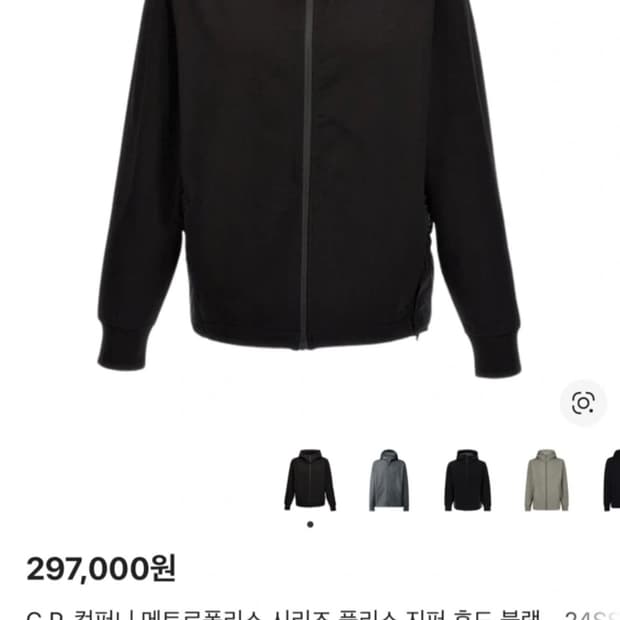 C.P. 컴퍼니 메트로폴리스 시리즈 플리스 지퍼 후드 블랙 - 24SS