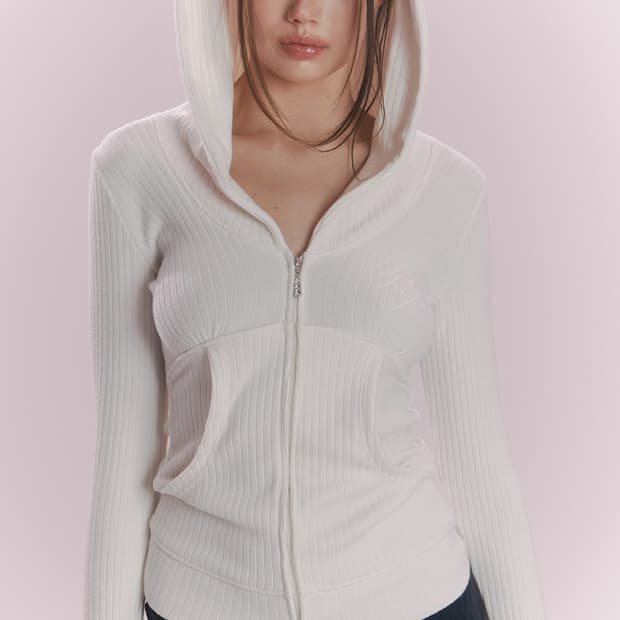 플리즈노팔로우 devon ribbed hoodie white 새상품