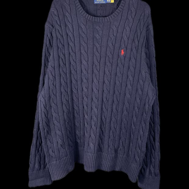 [XXL] 폴로 랄프로렌 코튼 케이블 꽈배기 니트 스웨터 QR인증