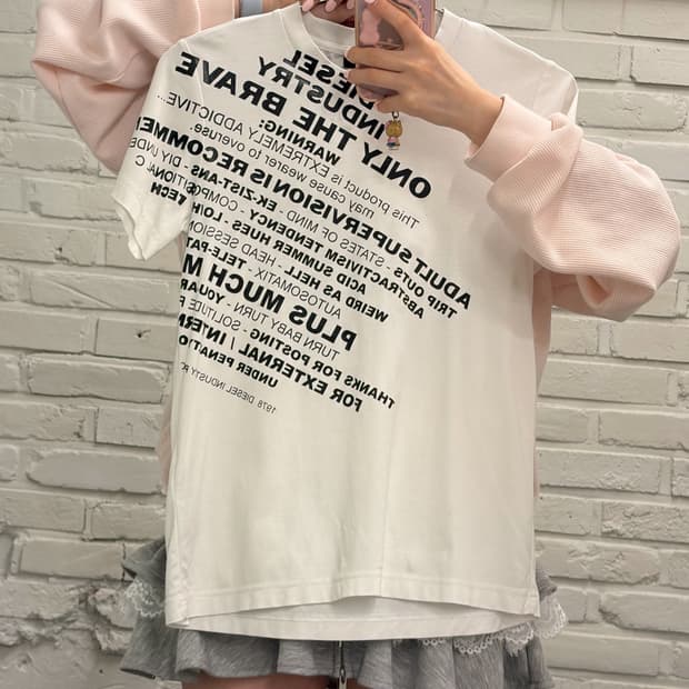 디젤 레터링 반팔 화이트 Diesel lettering 일본 빈티지