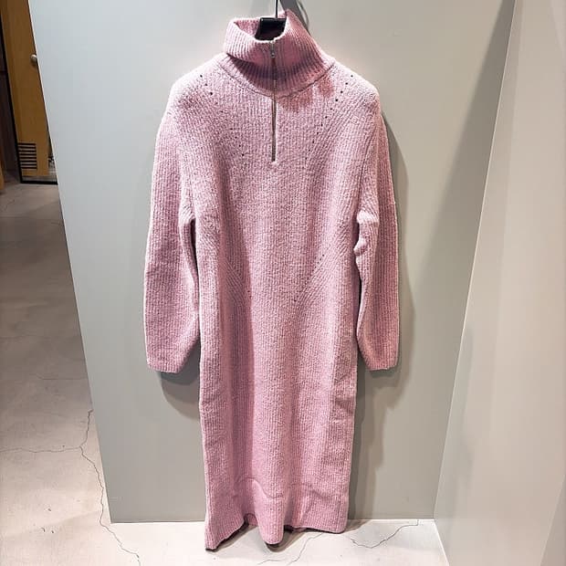 (정품/새상품) 폼더스토어 여성 연핑크 알파카 울 니트 드레스
