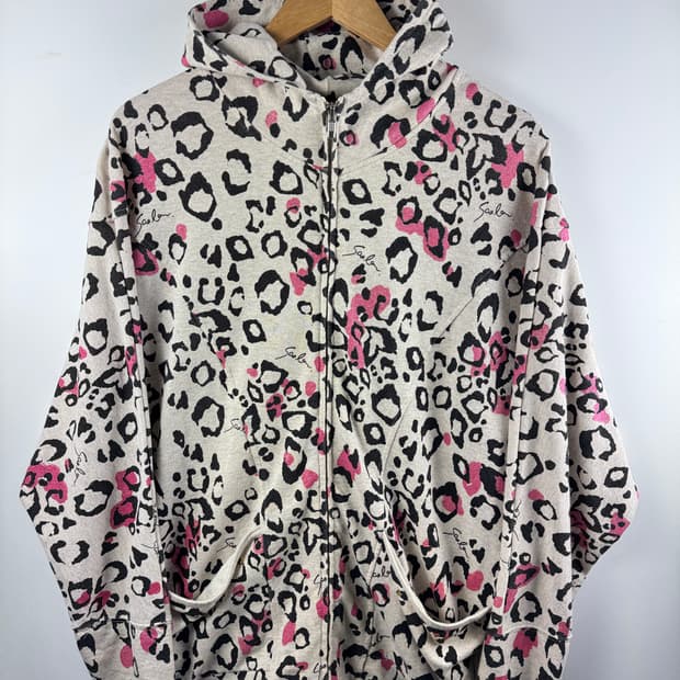 JPN SCOLAR 갸루 호피 가오리핏 아방 후드집업1709