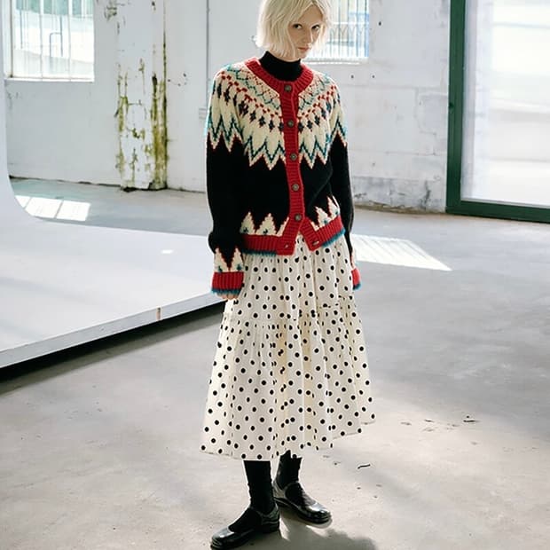 새상품)그린버터 테리 노르딕 울 코위찬가디건