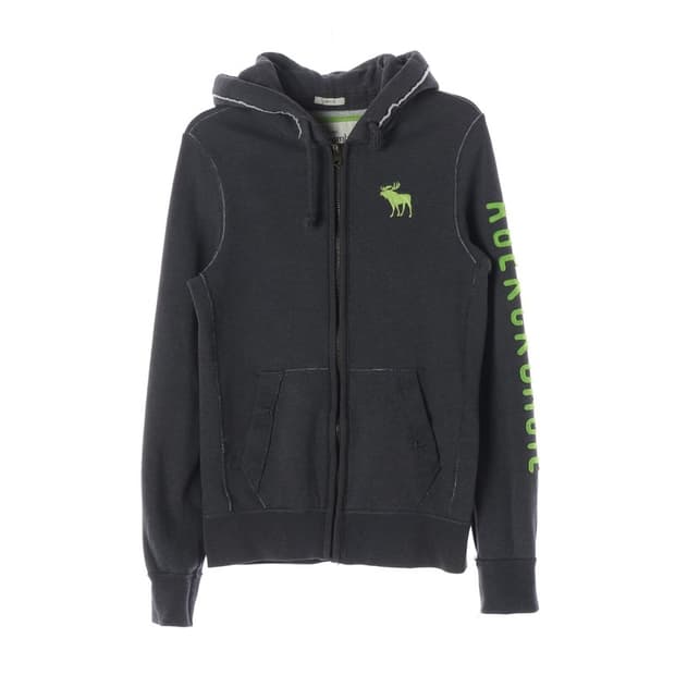 아베크롬비 네온 그린 로고 후드집업 M