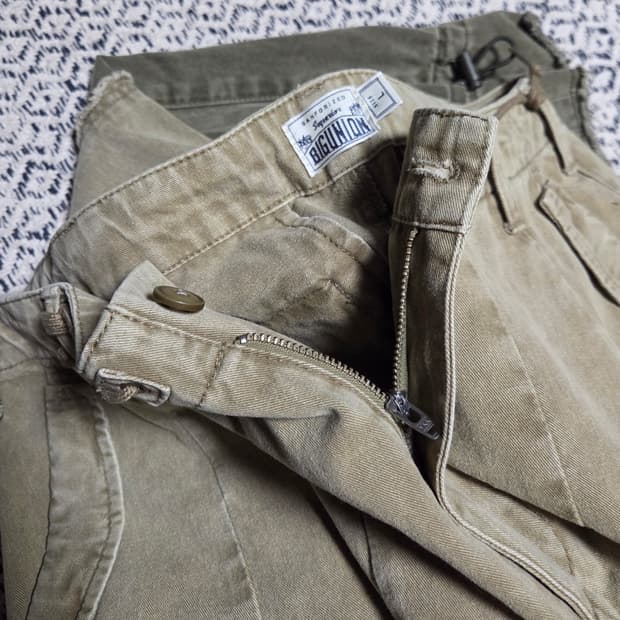 BIGUNION 빅유니온 카키 패치 와이드 카고 바지 L