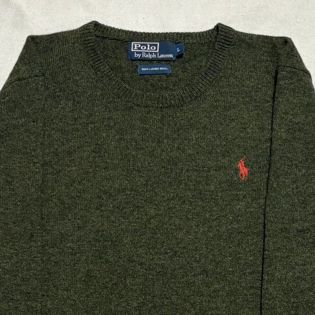 L 폴로랄프로렌 오렌지 포니 다크 그린 울 니트
