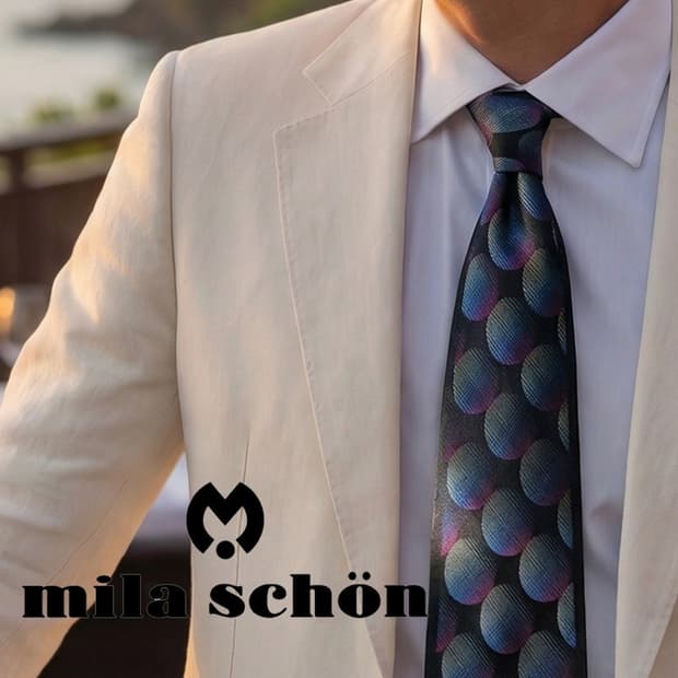 밀라숀 실크 블랙 도트 패턴 넥타이 9.4cm A~B등급 A19861
