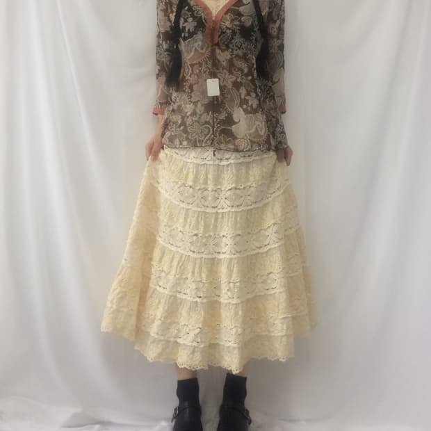 Pattern see through blouse