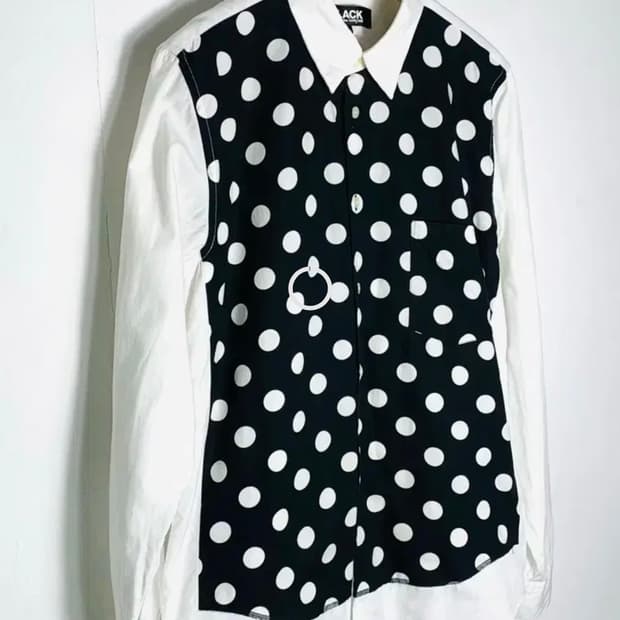 꼼데가르송 블랙 도트 셔츠 L