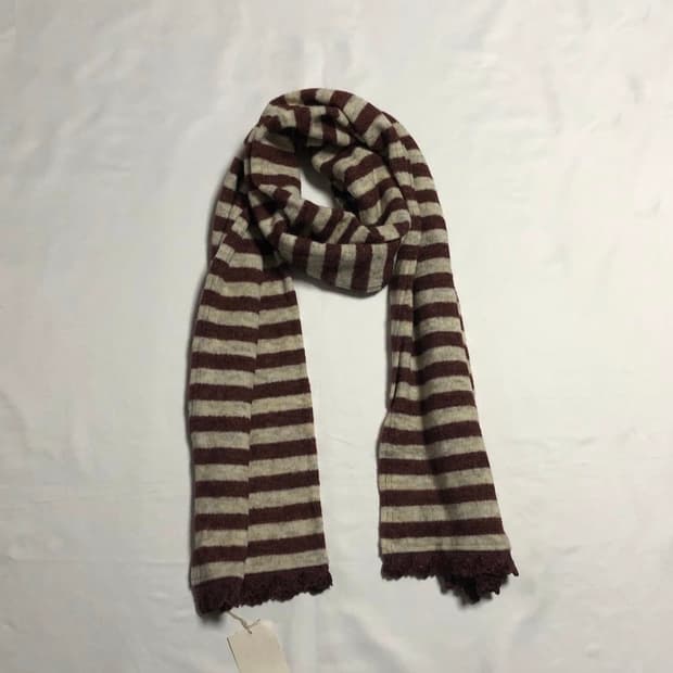 일본빈티지 레이스 스트라이프 머플러 브라운 베이지