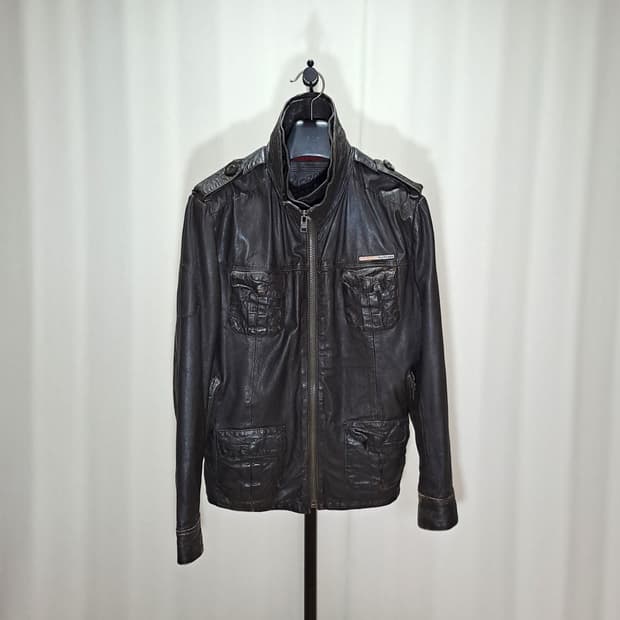 (택포) 슈퍼드라이 하이넥 가죽자켓 105 B416