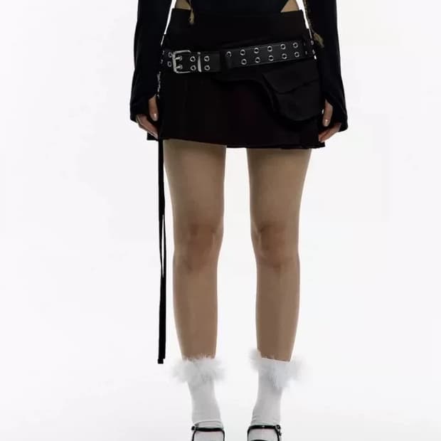 Pleats Pocket Belt Mini Skirt 구해요