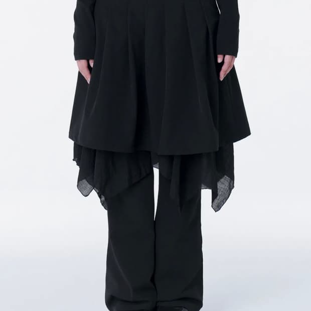 미세키서울 Layered skirt pants set black 2