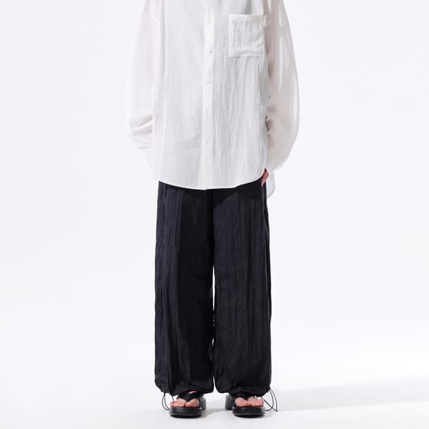 (새상품 s) 마뗑킴 나일론 크링클 와이드 팬츠 블랙 matinkim