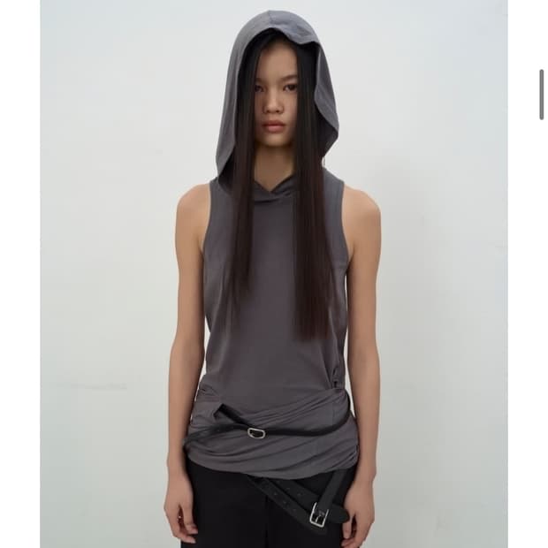 Lcdc tm hooded sleeveless top (dark grey
