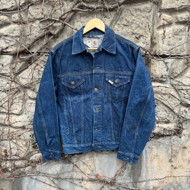 80s 칼하트 빈티지 ju108 인디고 워크 데님 트러커 자켓