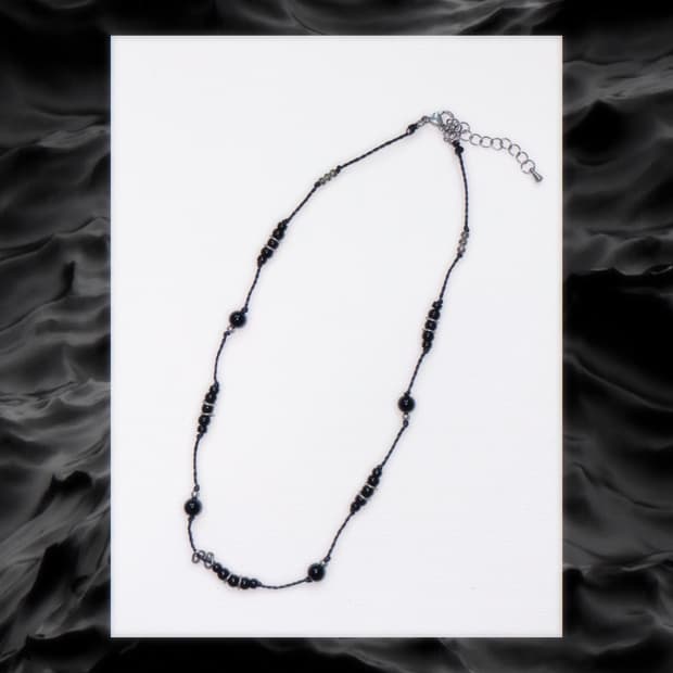 Onix black beads necklace 오닉스 블랙 비즈 목걸이
