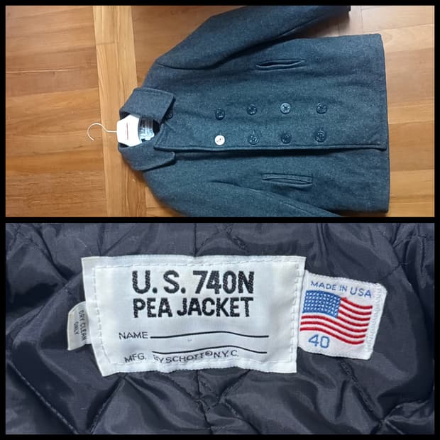 (세탁완료)schott usa 그레이컬러 울 피코트