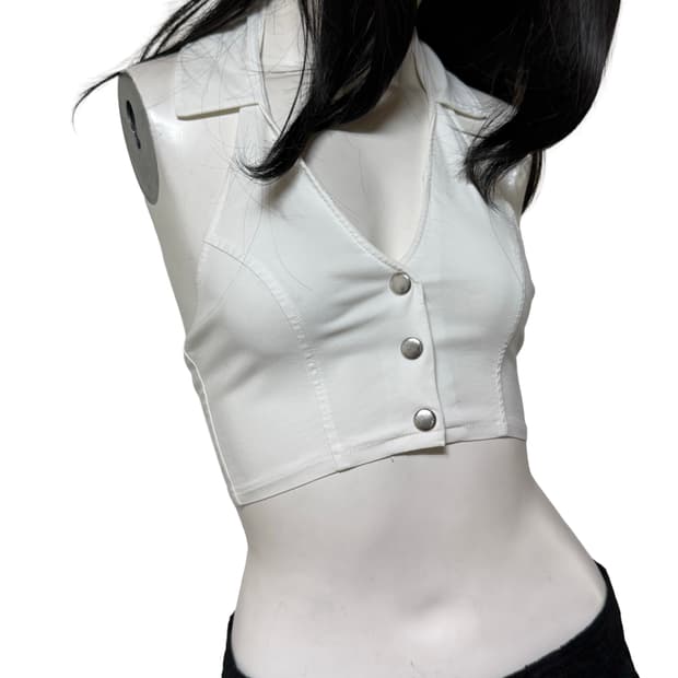 빈티지 y2k v넥 셔츠 슬리브리스