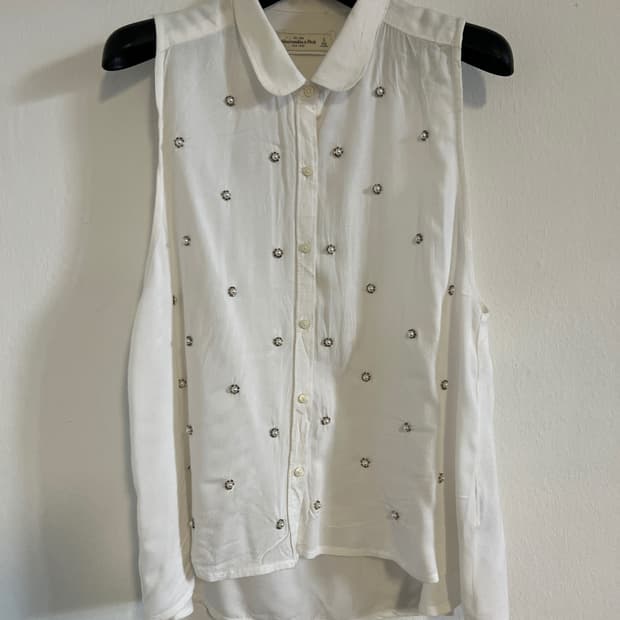 Abercrombie & Fitch 비즈 장식 민소매 블라우스 화이트 S