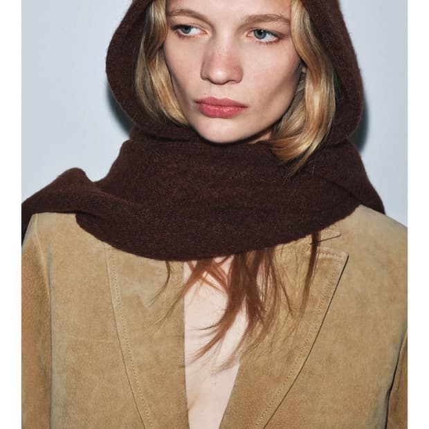 자라 브라운  후드 머플러 바라클라바