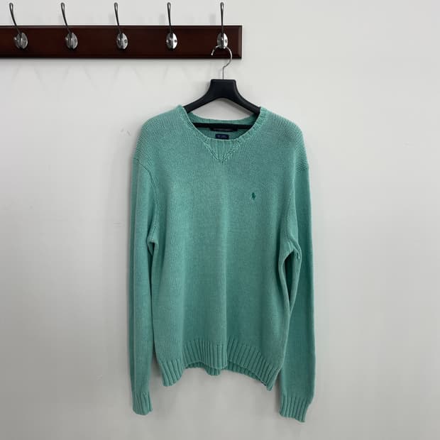 U 폴로 랄프로렌 민트색 브이넥 니트