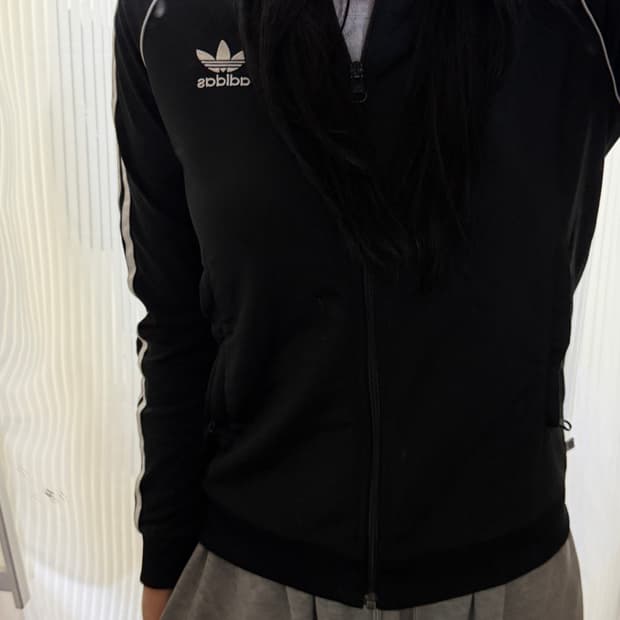 아디다스 블랙 져지 집업 m