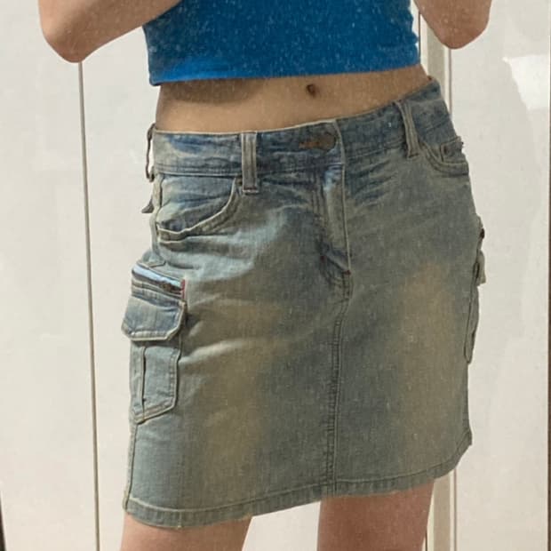 카고 데님 스커트