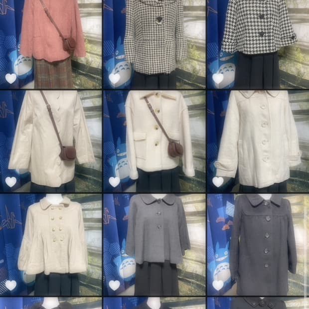 일본 빈티지 사와코 코트 둥근 카라 코트 반코트