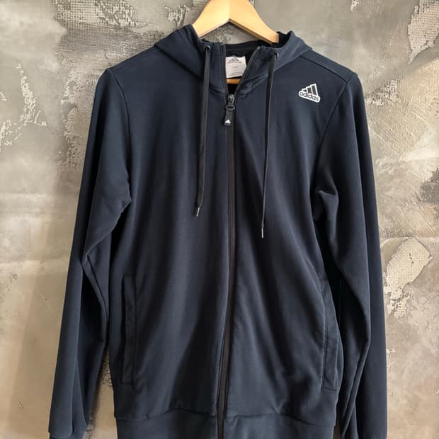 아디다스 블랙 후드집업 M