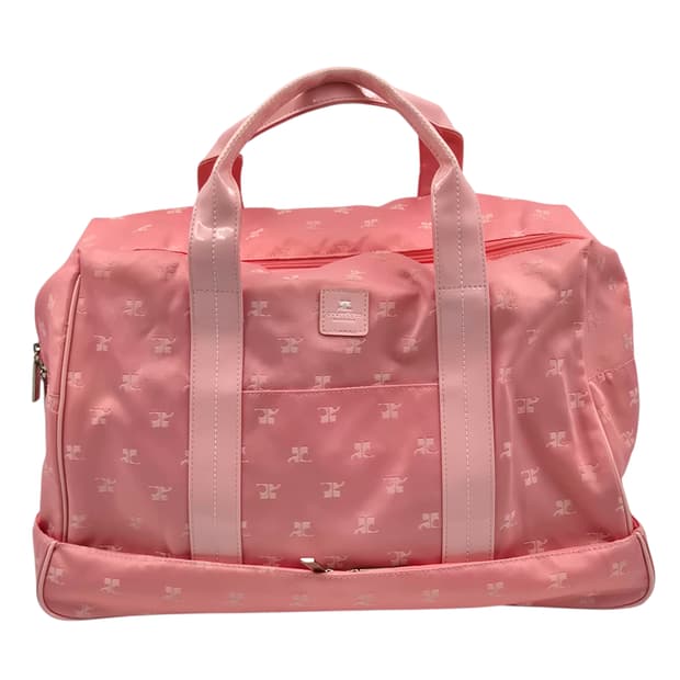 00s 꾸레쥬 핑크 로고 자수 에나멜 빅 볼링백