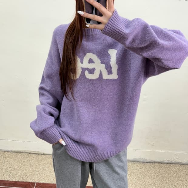  LEE 니트 연보라