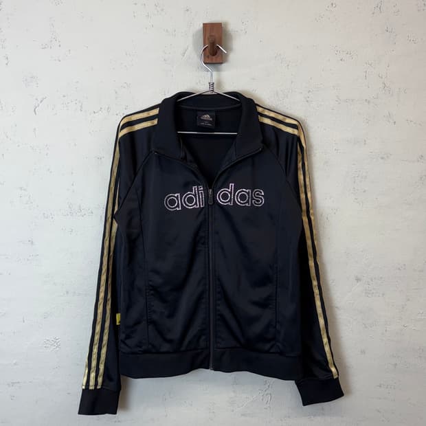 아디다스 빈티지 검금 큐빅 트랙탑 져지