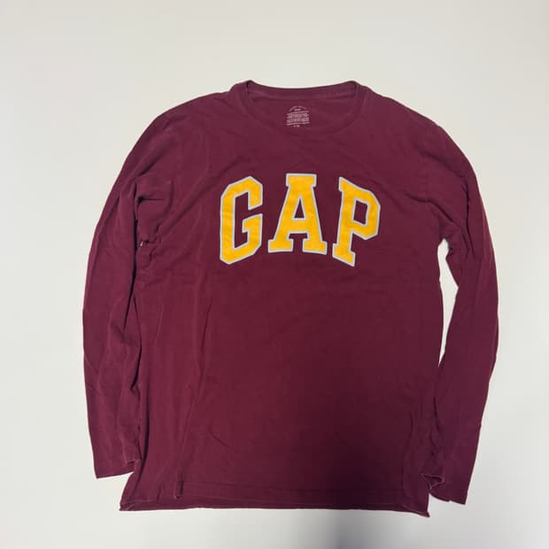 여성 GAP 갭 올드스쿨 버건디 롱 슬리브 긴팔 티셔츠 S