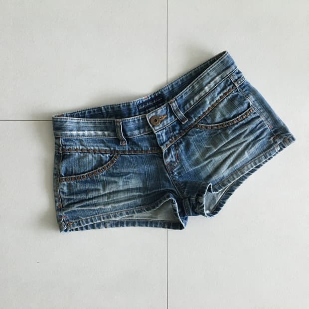 stud denim micro shorts
