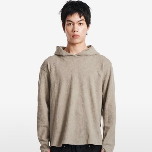기철 후드 롱슬리브 베이지