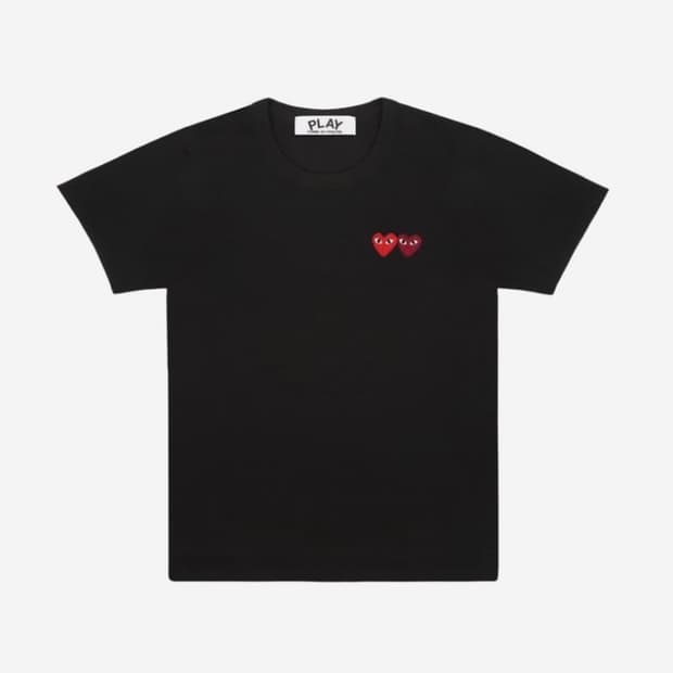 꼼데가르송 더블 하트 티셔츠 블랙