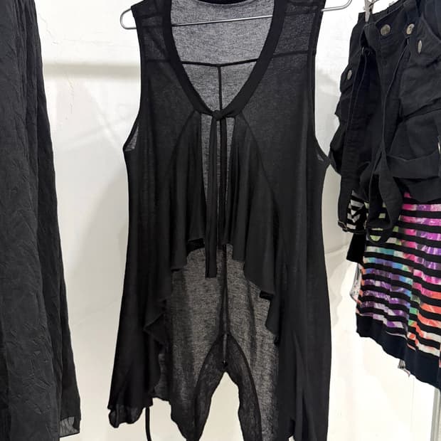 Black Asymmetrical Sleeveless Cardigan